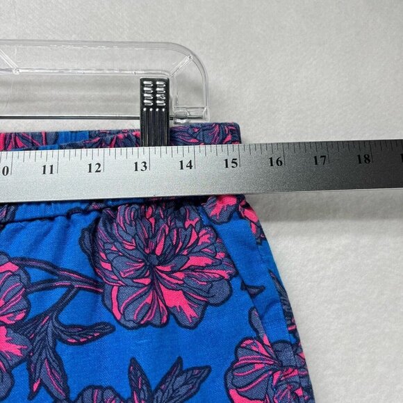 J.Crew Shorts Womens Size 4 Floral Print Elastic Waist Mini Linen Cotton Blue - Picture 10 of 11